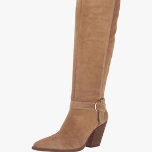 Vince Camuto Tan Heeled Boots with Western Design